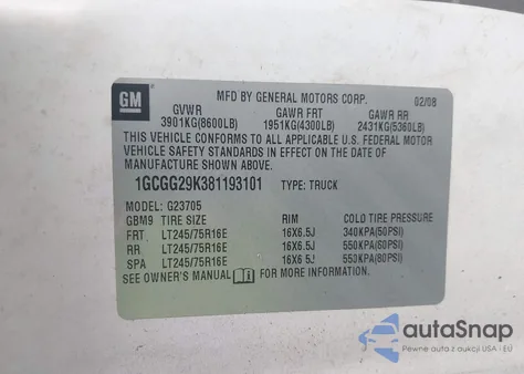 2008 Chevrolet Express Work Van из США, поврежденный, VIN 1GCGG29K381193101